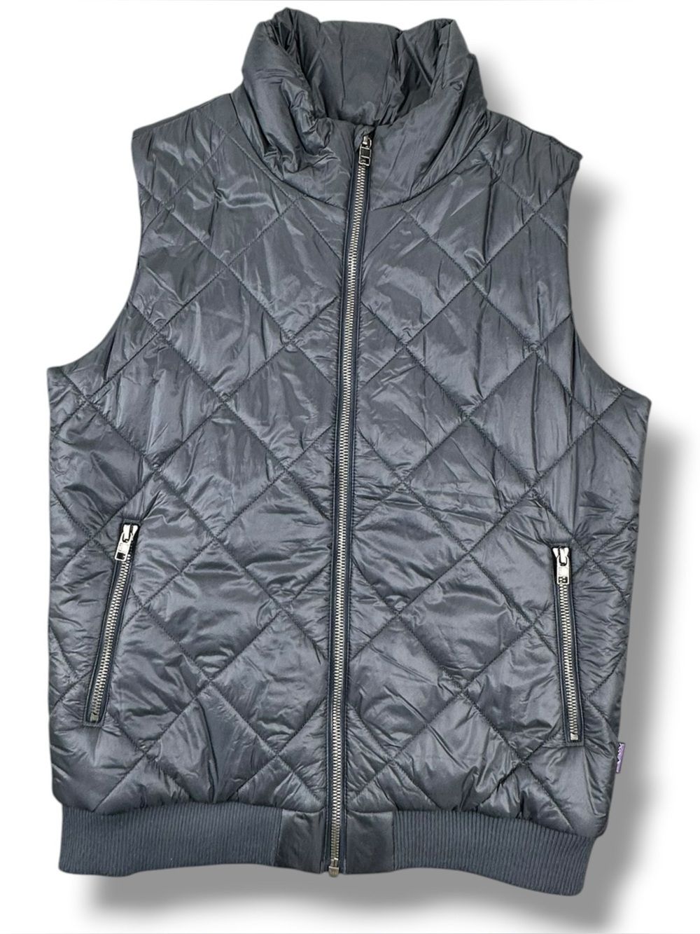 Patagonia Black Prow Bomber Quilted Full Zip Vest Size Small